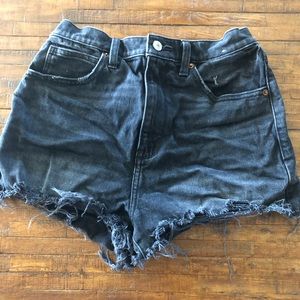 Black denim shorts